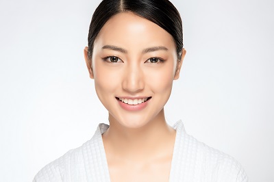 a woman smiling