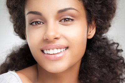 a woman smiling