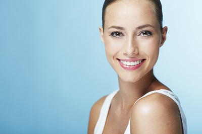 a woman smiling