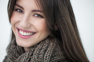 a woman smiling