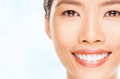 a woman smiling