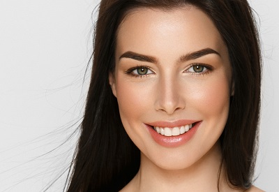 a woman smiling